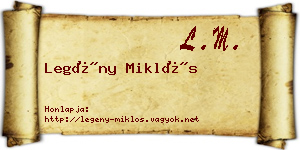 Legény Miklós névjegykártya