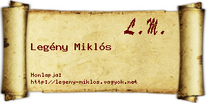 Legény Miklós névjegykártya
